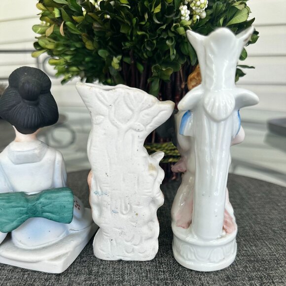Vintage Porcelain & Bisque Bud Vase Figurines Set of 3 Made in Japan - Picture 2 of 5